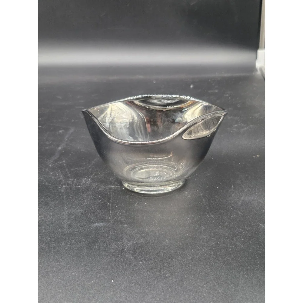 Vintage Silver Rim MCM Mid Century Bowl Snacks Nuts Dips 5